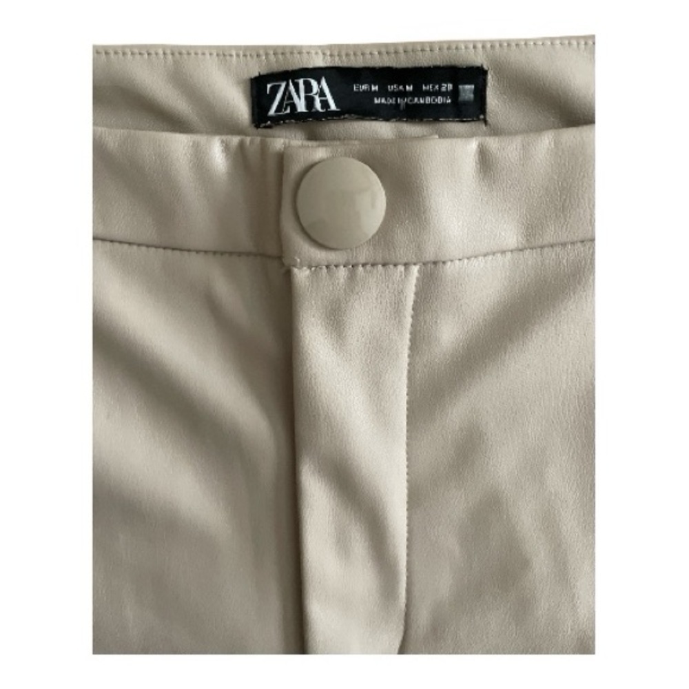 Zara Sand Beige Faux Leather High-Waisted Leggings - Picture 5 of 5